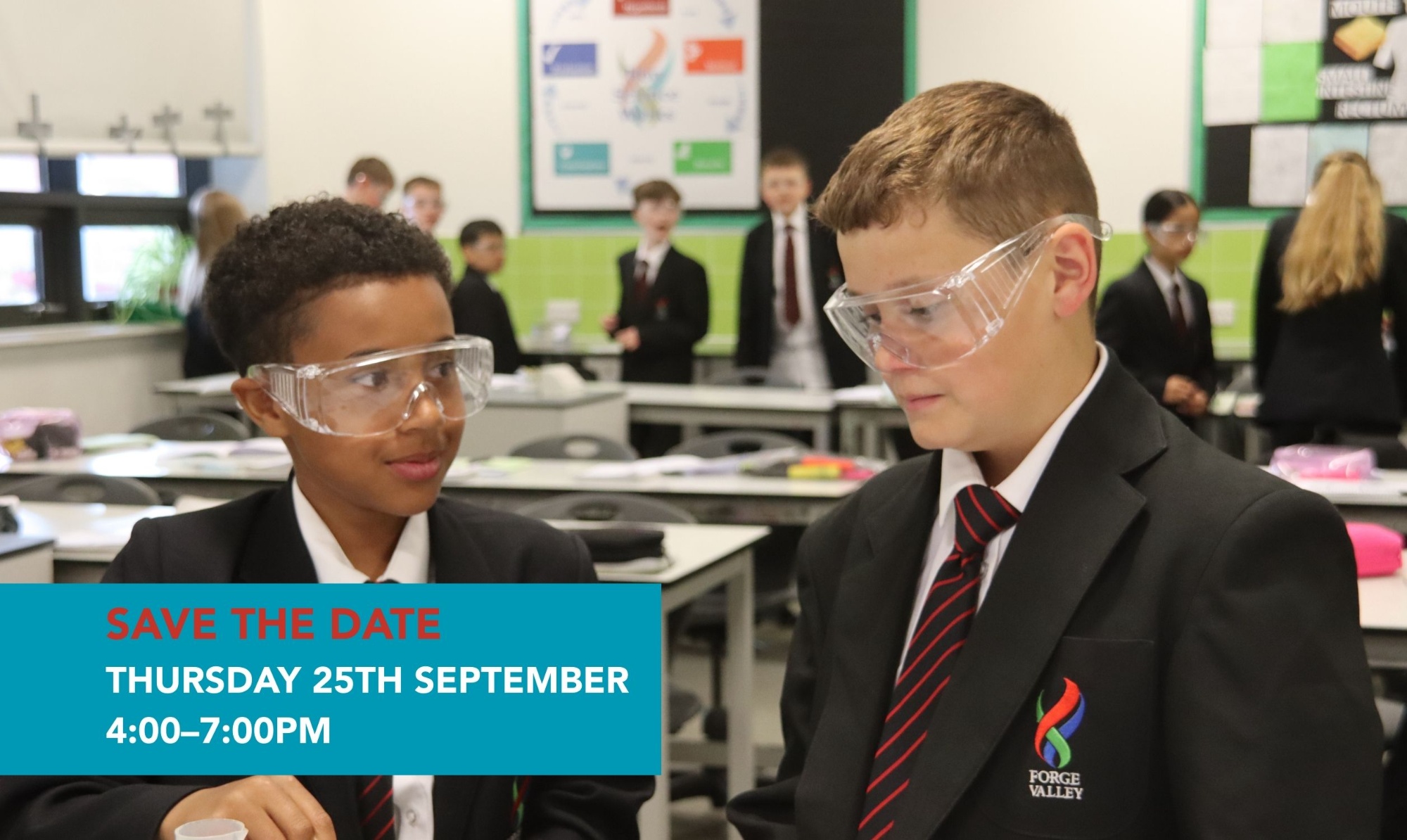 Two pupils in science lab doing and experiment